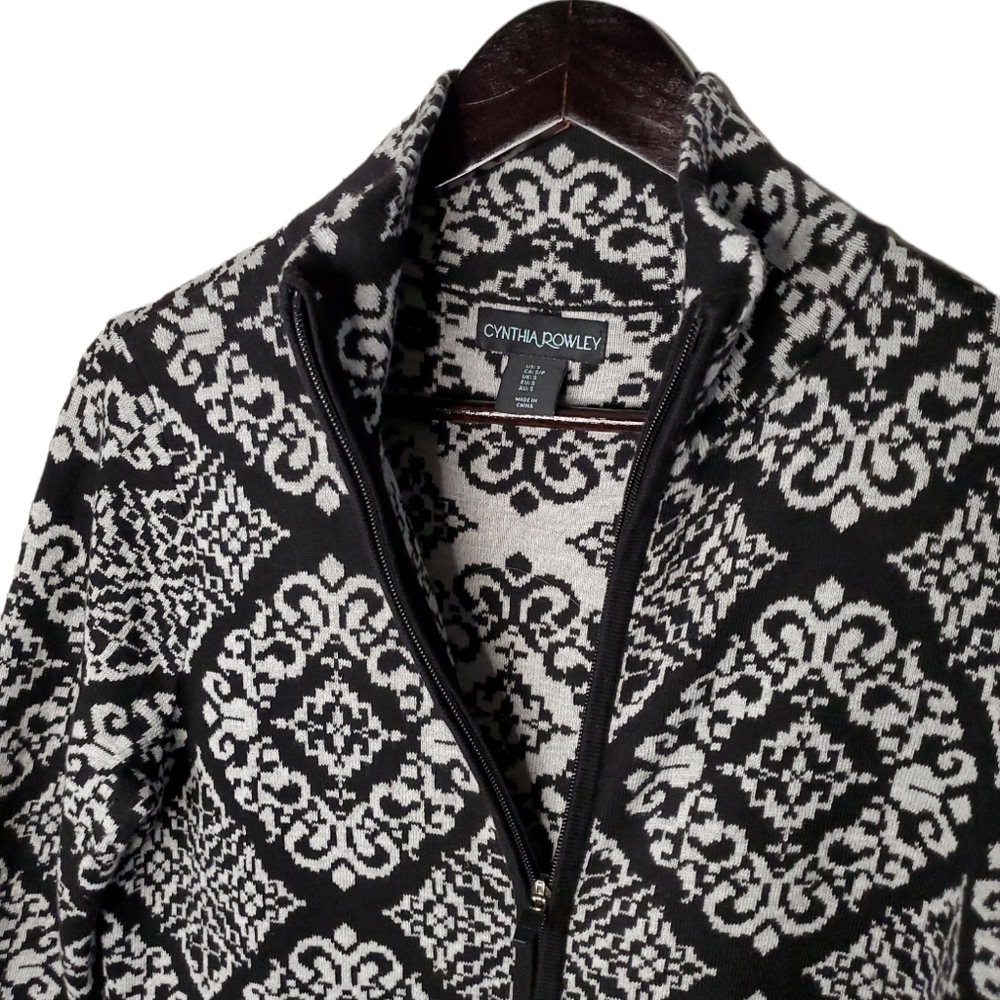 CYNTHIA ROWLEY Scroll Print Women's Long Sleeve Dress Jacket - Picture 4 of 9